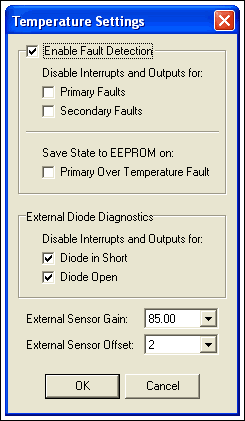 Figure 1. Temperature Settings Dialog.