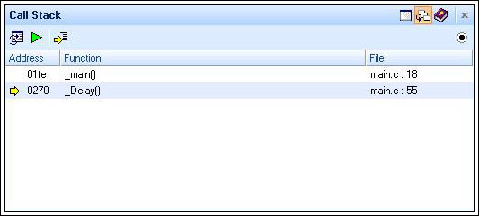 Figure 10. Call Stack while running in the Delay() function.