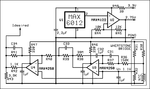 Figure 5. Wheatstone bridge compensation and amplification.