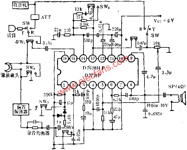 D7628HP/D7738P單片錄音、放音機電路的應用  www.solar-ruike.com.cn