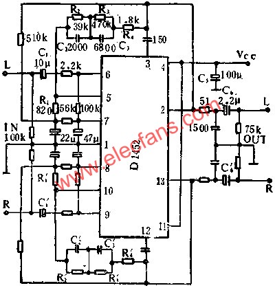 D1452雙聲道音頻前置放大電路的應用  www.solar-ruike.com.cn