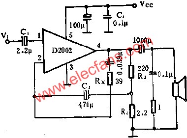 D2002(8W)音頻功率放大電路的應用  www.solar-ruike.com.cn