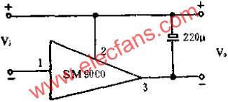 SM9000系列集成穩壓模塊的典型應該線路圖  www.solar-ruike.com.cn