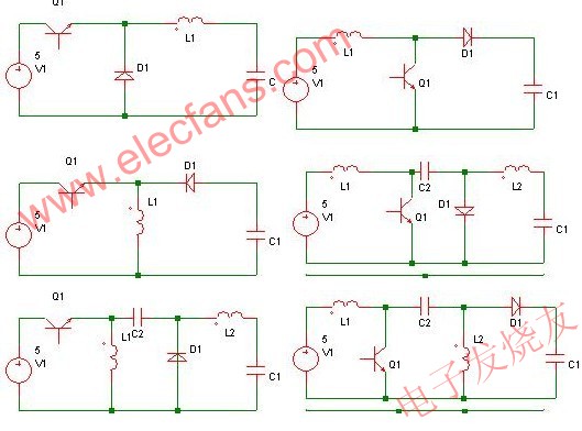 依次為buck,boost,buck-boost,cuk,zeta,sepic變換器 www.solar-ruike.com.cn