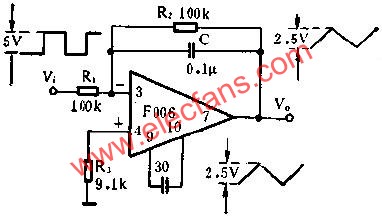 方波轉換成三角波電路圖  www.solar-ruike.com.cn