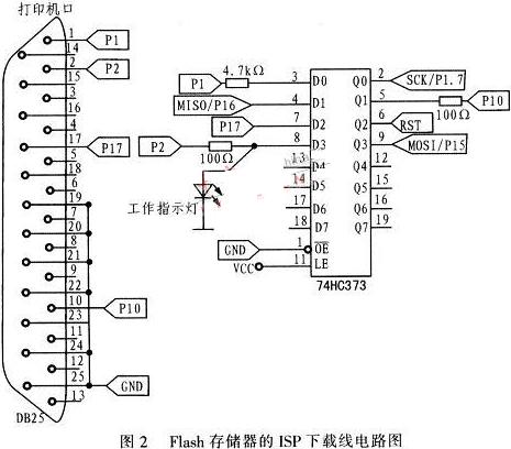 FLASH存儲器的ISP下載線電路圖