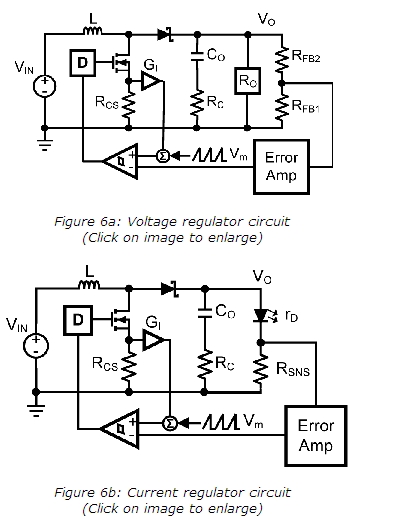 圖1: (a)電壓調節電路；(b)電流調節電路。