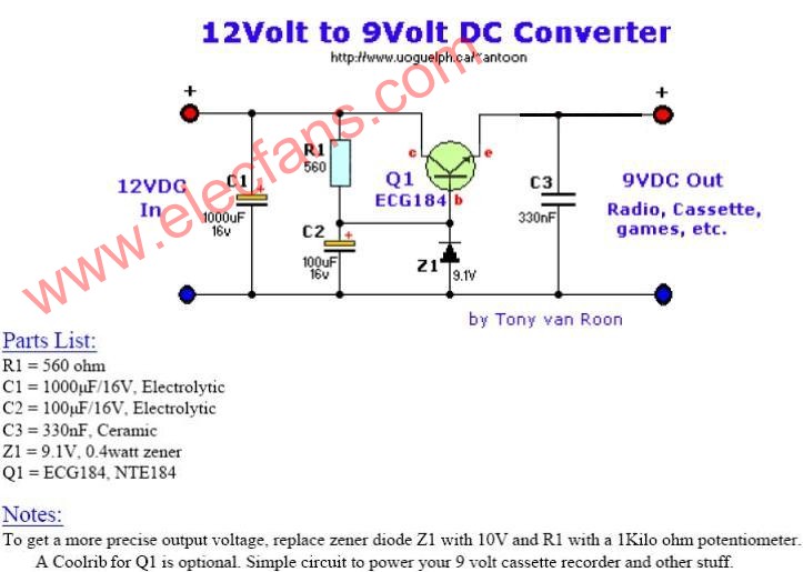 12V轉(zhuǎn)9V電路圖 www.solar-ruike.com.cn