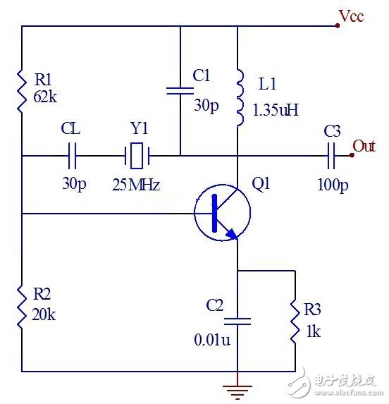 25mHZ石英晶體振蕩器電路圖