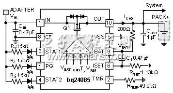 　圖 5：bq24085 的典型應(yīng)用電路