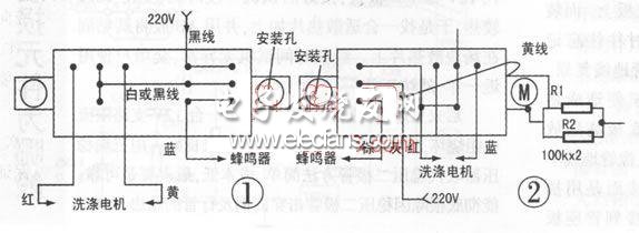 五線電子定時器內部構造及引出線如圖