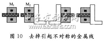 去掉引起不對稱的金屬線