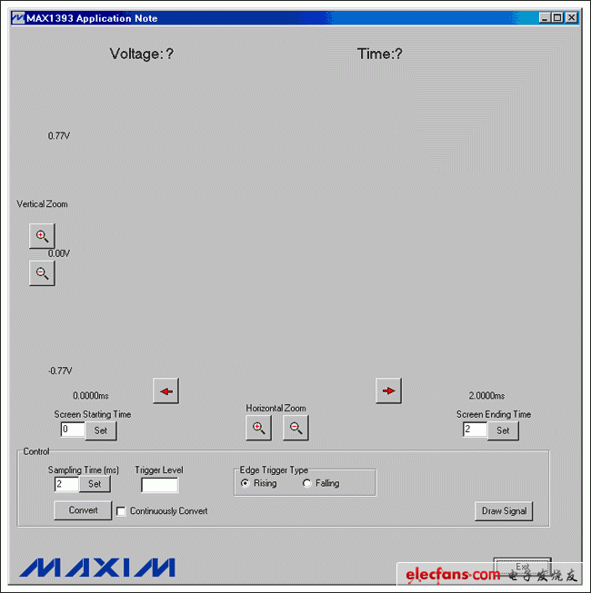 圖3. MAX1393參考設計的Windows程序啟動