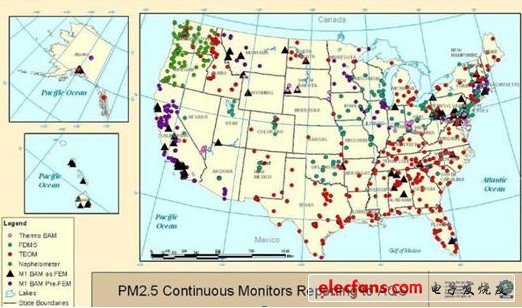 美國2010年PM2.5監測使用的儀器清單和布點