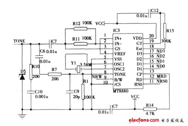 圖7 DTMF信號的收發電路