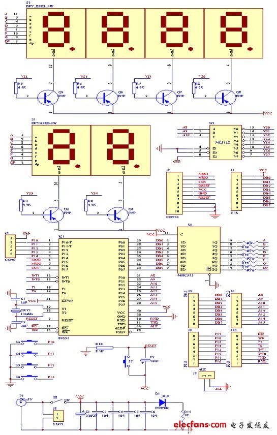 基于AT89C51的頻率計硬件電路圖