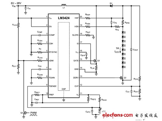 LM3424升壓LED驅動器