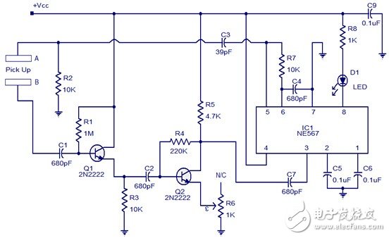 解讀一種采用NE567接近探測器電路