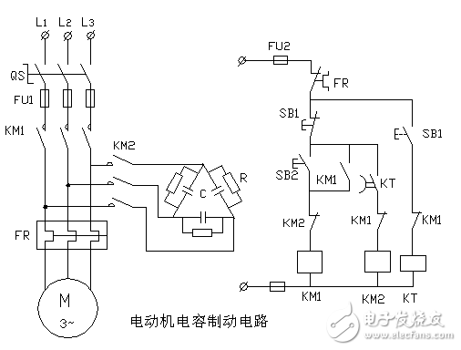 電動機電容制動制動控制電路