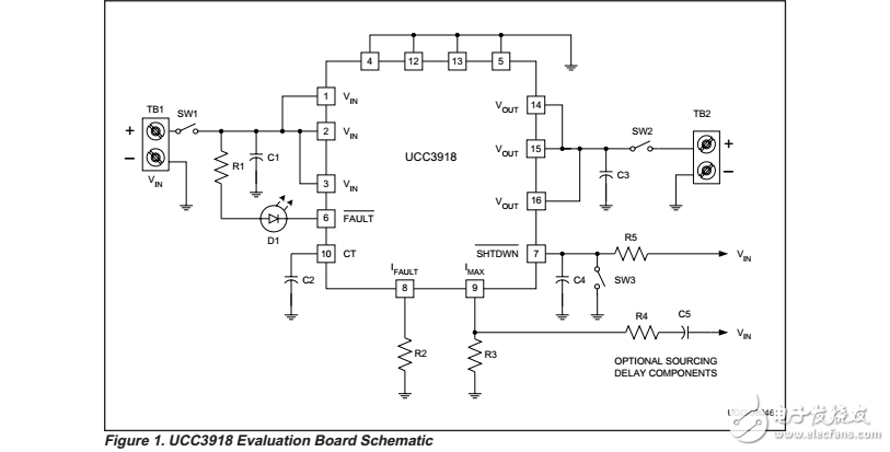 ucc3918“低電阻熱插拔電源管理器”評估板，原理圖和材料清單