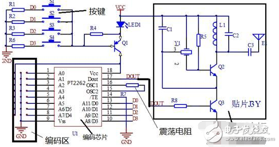 pt2262無線遙控電路圖及電路分析