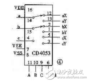 cd4053典型應(yīng)用電路圖