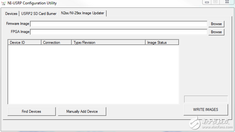 圖2  NI-USRP Configuration Utility – N2xx/NI-29xx Image Updater