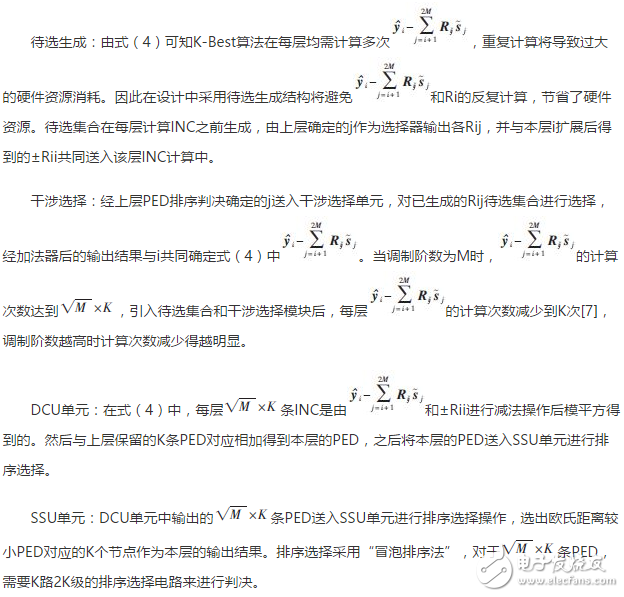 使用2×4 MIMO-OFDM系統(tǒng)模型下的K-Best算法設(shè)計(jì)的K-Best檢測器