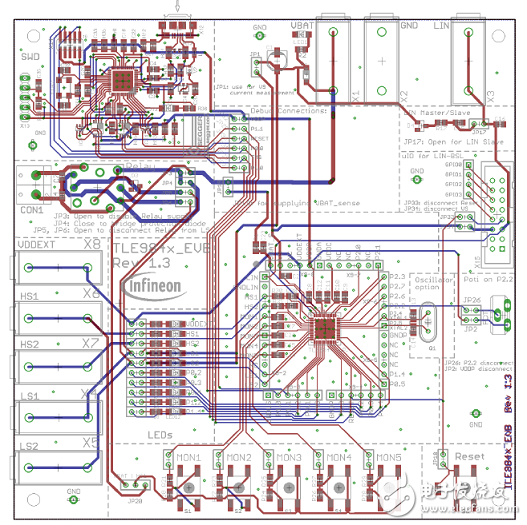 TLE9842-2QX主要特性_PCB設計圖